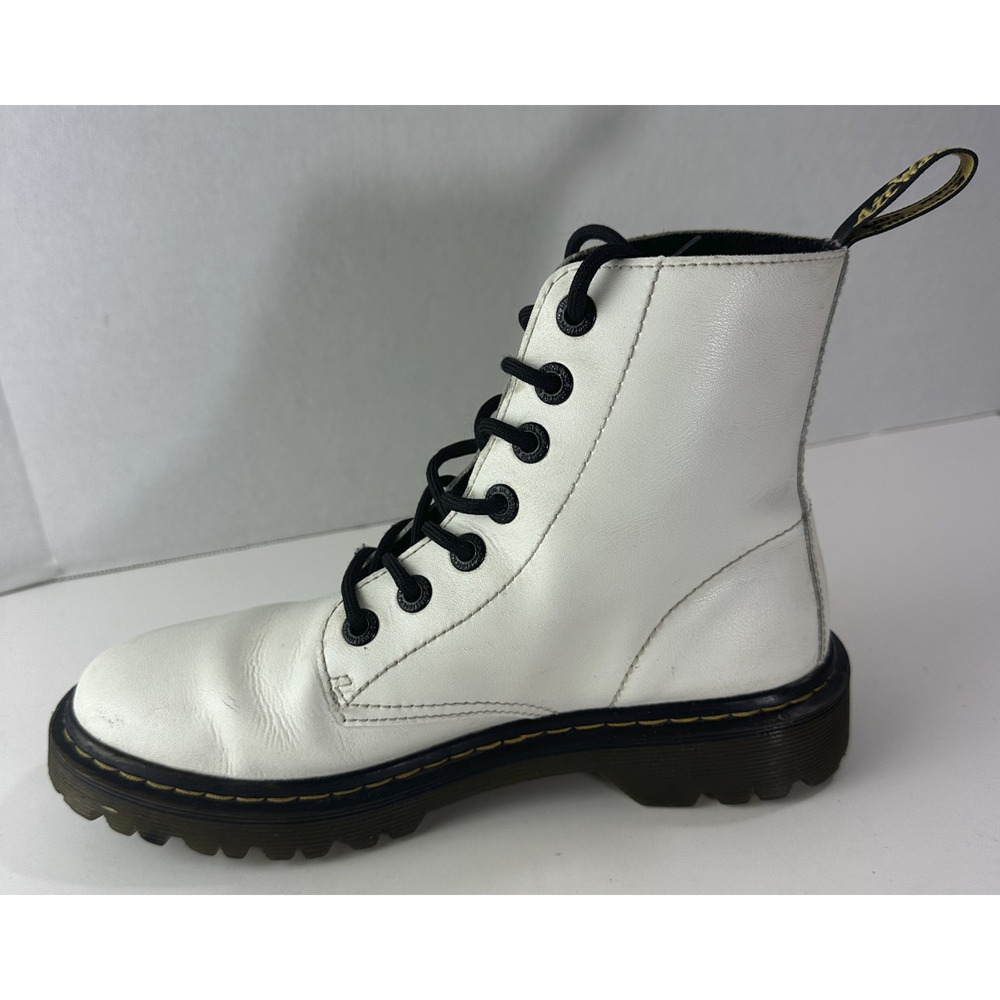 Dr. Martens Luana White Leather Lace Up Combat Ankle Boots AW004 Women’s Size 7 - Picture 9 of 16